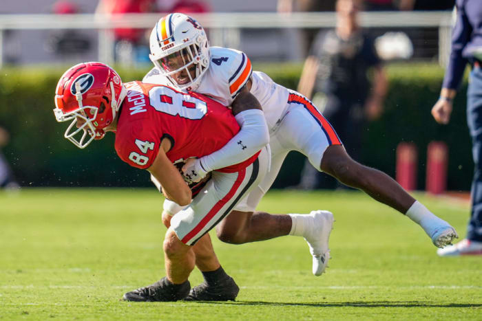 DJ James tackles Ladd McConkey